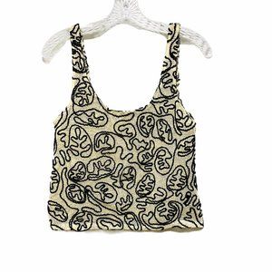 Zara Black and Cream Patterned Tank Top
